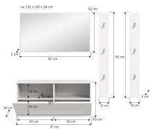 Garderoben-Set >Projekt X< in weiß / weiß hochglanz - 130x191x37cm (BxHxT)