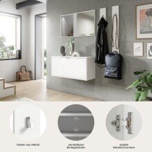 Garderoben-Set >Projekt X< in weiß / weiß hochglanz - 130x191x37cm (BxHxT)