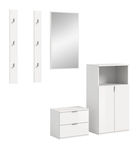 Garderoben-Set >Projekt X< in weiß / weiß hochglanz - 179x191x37cm (BxHxT)