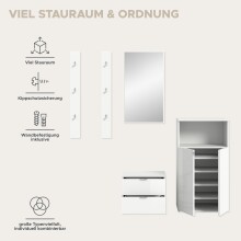 Garderoben-Set >Projekt X< in weiß / weiß hochglanz - 179x191x37cm (BxHxT)