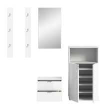 Garderoben-Set >Projekt X< in weiß / weiß hochglanz - 179x191x37cm (BxHxT)