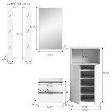 Garderoben-Set >Projekt X< in weiß / weiß hochglanz - 179x191x37cm (BxHxT)