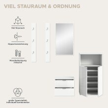 Garderoben-Set >Projekt X< in weiß / weiß hochglanz - 179x191x37cm (BxHxT)