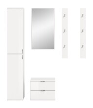 Garderoben-Set >Projekt X< in weiß / weiß hochglanz - 148x191x37cm (BxHxT)