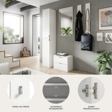 Garderoben-Set >Projekt X< in weiß / weiß hochglanz - 148x191x37cm (BxHxT)