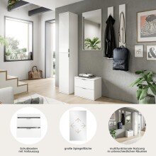 Garderoben-Set >Projekt X< in weiß / weiß hochglanz - 148x191x37cm (BxHxT)