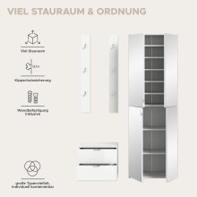 Garderoben-Set >Projekt X< in weiß / weiß hochglanz - 128x191x37cm (BxHxT)