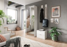 Garderoben-Set >Projekt X< in weiß / weiß hochglanz - 128x191x37cm (BxHxT)