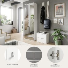 Garderoben-Set >Projekt X< in weiß / weiß hochglanz - 128x191x37cm (BxHxT)