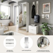 Garderoben-Set >Projekt X< in weiß / weiß hochglanz - 128x191x37cm (BxHxT)