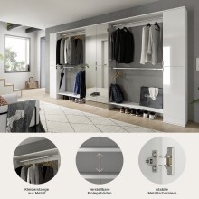 Garderoben-Set >Projekt X< in weiß / weiß hochglanz - 341x191x37cm (BxHxT)