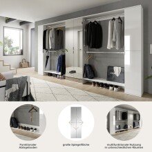 Garderoben-Set >Projekt X< in weiß / weiß hochglanz - 341x191x37cm (BxHxT)