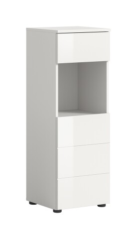 Badkommode >Vira< 1 Tür, 1 Schublade, weiß / weiß hochglanz - 38x106x34cm (BxHxT)