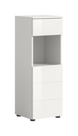 Badkommode >Vira< 1 Tür, 1 Schublade, weiß / weiß hochglanz - 38x106x34cm (BxHxT)