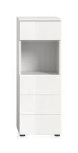 Badkommode >Vira< 1 Tür, 1 Schublade, weiß / weiß hochglanz - 38x106x34cm (BxHxT)