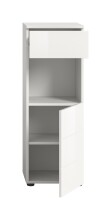 Badkommode >Vira< 1 Tür, 1 Schublade, weiß / weiß hochglanz - 38x106x34cm (BxHxT)