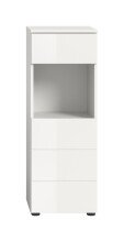 Badkommode >Vira< 1 Tür, 1 Schublade, weiß / weiß hochglanz - 38x106x34cm (BxHxT)