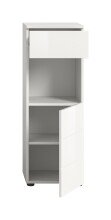Badkommode >Vira< 1 Tür, 1 Schublade, weiß / weiß hochglanz - 38x106x34cm (BxHxT)