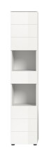 Hochschrank >Vira< 2 Türen, 1 Schublade, weiß / weiß hochglanz - 38x190x34cm (BxHxT)