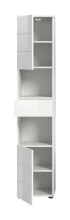 Hochschrank >Vira< 2 Türen, 1 Schublade, weiß / weiß hochglanz - 38x190x34cm (BxHxT)
