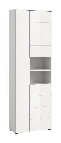 Hochschrank >Vira< 3 Türen, weiß / weiß hochglanz - 60x190x34cm (BxHxT)