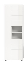 Hochschrank >Vira< 3 Türen, weiß / weiß hochglanz - 60x190x34cm (BxHxT)