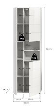 Hochschrank >Vira< 3 Türen, weiß / weiß hochglanz - 60x190x34cm (BxHxT)