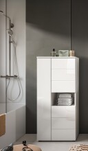Hochschrank >Vira< 3 Türen, weiß / weiß hochglanz - 60x133x34cm (BxHxT)