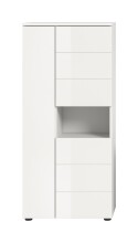 Hochschrank >Vira< 3 Türen, weiß / weiß hochglanz - 60x133x34cm (BxHxT)