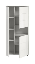 Hochschrank >Vira< 3 Türen, weiß / weiß hochglanz - 60x133x34cm (BxHxT)