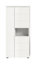 Hochschrank >Vira< 3 Türen, weiß / weiß hochglanz - 60x133x34cm (BxHxT)