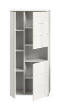 Hochschrank >Vira< 3 Türen, weiß / weiß hochglanz - 60x133x34cm (BxHxT)