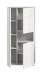 Hochschrank >Vira< 3 Türen, weiß / weiß hochglanz - 60x133x34cm (BxHxT)