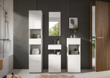 Badezimmer-Set >Vira< (4-teilig) in weiß / weiß hochglanz - 144x190x34cm (BxHxT)