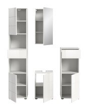 Badezimmer-Set >Vira< (4-teilig) in weiß / weiß hochglanz - 144x190x34cm (BxHxT)