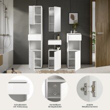 Badezimmer-Set >Vira< (4-teilig) in weiß / weiß hochglanz - 144x190x34cm (BxHxT)