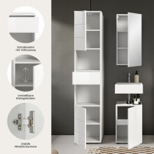 Badezimmer-Set >Vira< (3-teilig) in weiß / weiß hochglanz - 91x190x34cm (BxHxT)