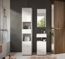 Badezimmer-Set >Vira< (3-teilig) in weiß / weiß hochglanz - 91x190x34cm (BxHxT)