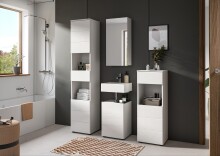 Badezimmer-Set >Vira< (3-teilig) in weiß / weiß hochglanz - 91x190x34cm (BxHxT)