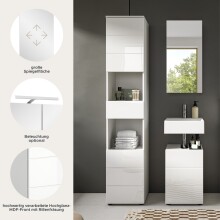 Badezimmer-Set >Vira< (3-teilig) in weiß / weiß hochglanz - 91x190x34cm (BxHxT)