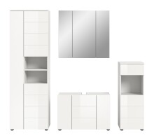 Badezimmer-Set >Vira< (4-teilig) in weiß / weiß hochglanz - 210x190x34cm (BxHxT)
