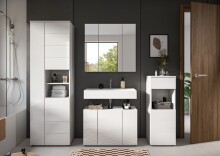 Badezimmer-Set >Vira< (4-teilig) in weiß / weiß hochglanz - 210x190x34cm (BxHxT)