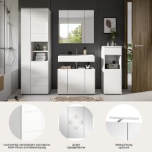Badezimmer-Set >Vira< (4-teilig) in weiß / weiß hochglanz - 210x190x34cm (BxHxT)