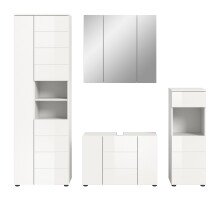 Badezimmer-Set >Vira< (4-teilig) in weiß / weiß hochglanz - 210x190x34cm (BxHxT)