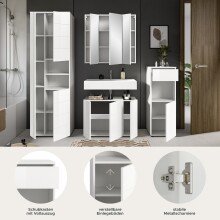 Badezimmer-Set >Vira< (4-teilig) in weiß / weiß hochglanz - 210x190x34cm (BxHxT)