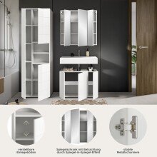 Badezimmer-Set >Vira< (3-teilig) in weiß / weiß hochglanz - 157x190x34cm (BxHxT)