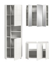 Badezimmer-Set >Vira< (3-teilig) in weiß / weiß hochglanz - 157x190x34cm (BxHxT)