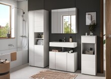 Badezimmer-Set >Vira< (3-teilig) in weiß / weiß hochglanz - 157x190x34cm (BxHxT)