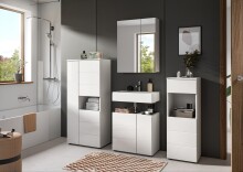 Badezimmer-Set >Vira< (4-teilig) in weiß / weiß hochglanz - 188x190x34cm (BxHxT)