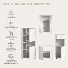 Badezimmer-Set >Vira< (4-teilig) in weiß / weiß hochglanz - 188x190x34cm (BxHxT)